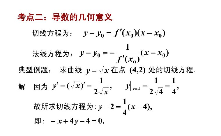 2020年江苏成人高考专升本高数（二）必备知识：导数的几何意义